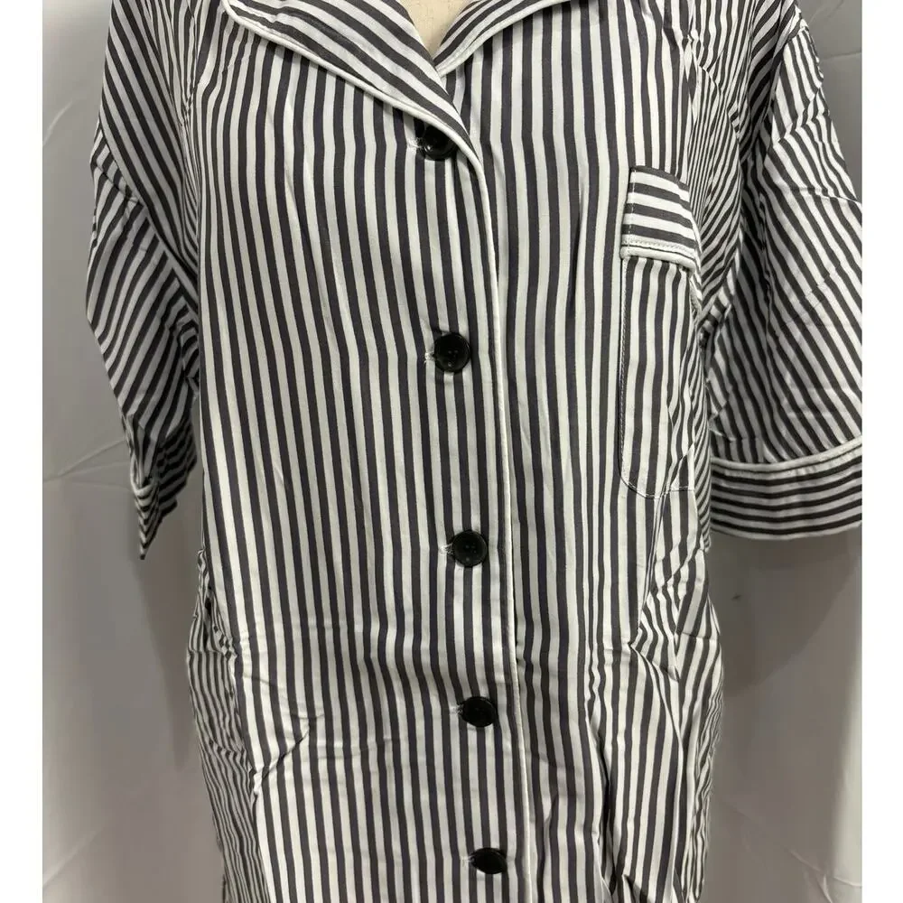 NWT Ettitude Sateen Short Sleeve PJ Shirt - Slate Stripes - Picture 4 of 6